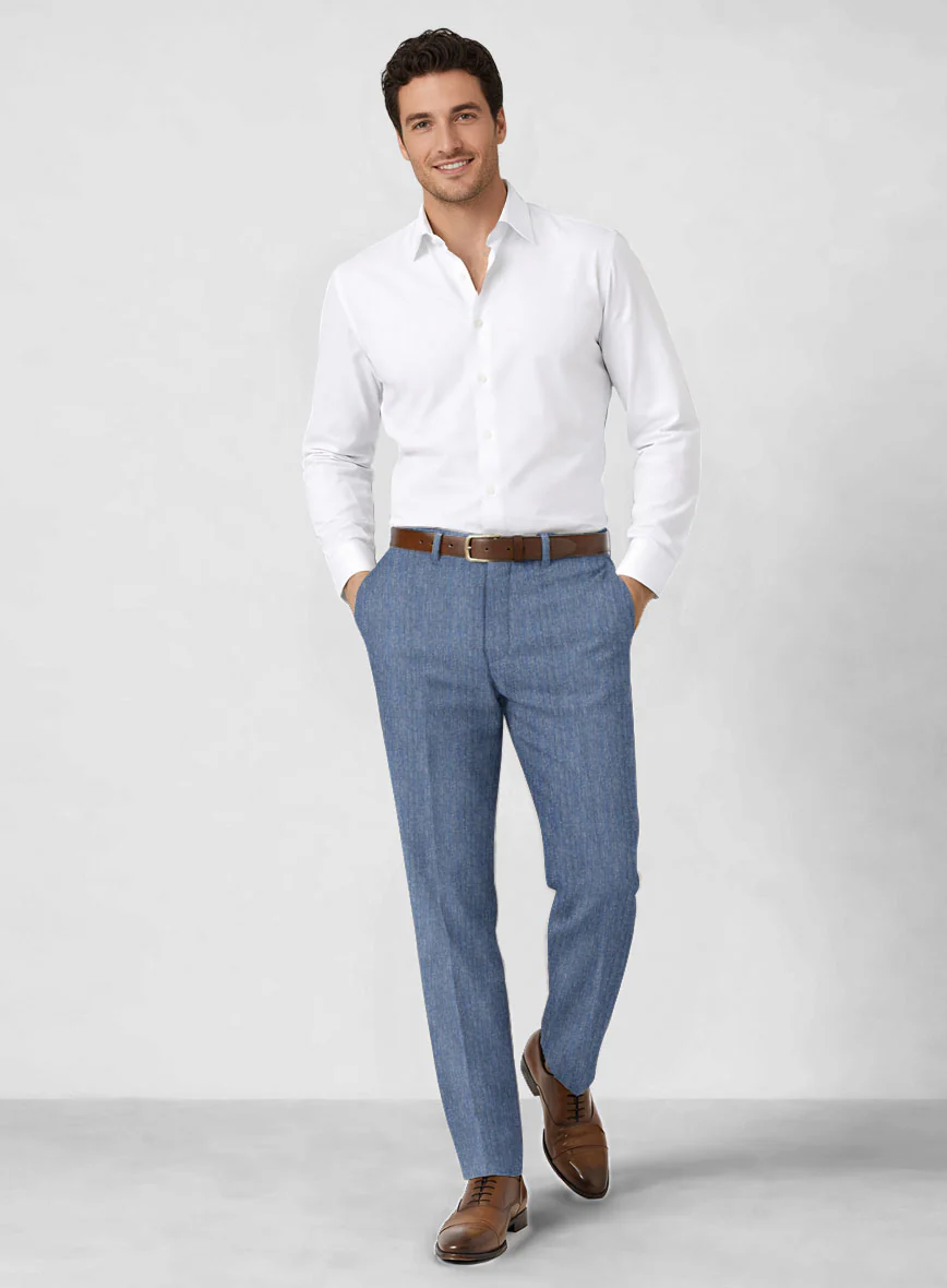 Solbiati Blue Herringbone Linen Suit - Image 7