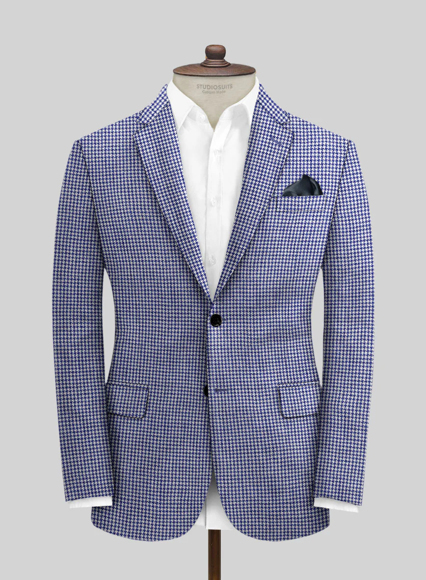 Solbiati Blue Houndstooth Linen Suit - Image 3
