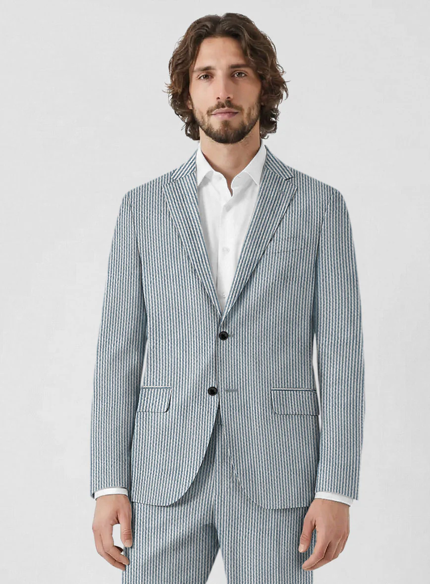 Solbiati Blue Seersucker Jacket - Image 2
