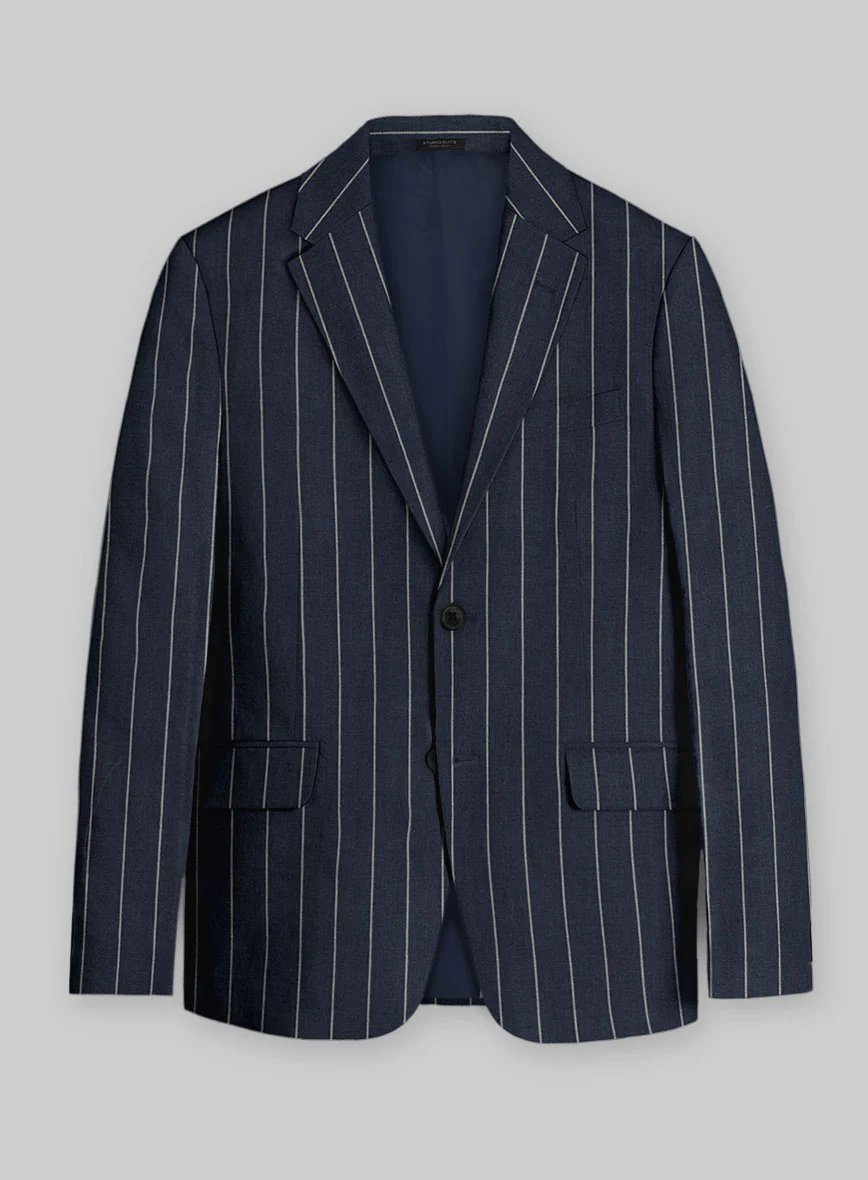Solbiati Blue Wide Stripe Linen Suit - Image 3
