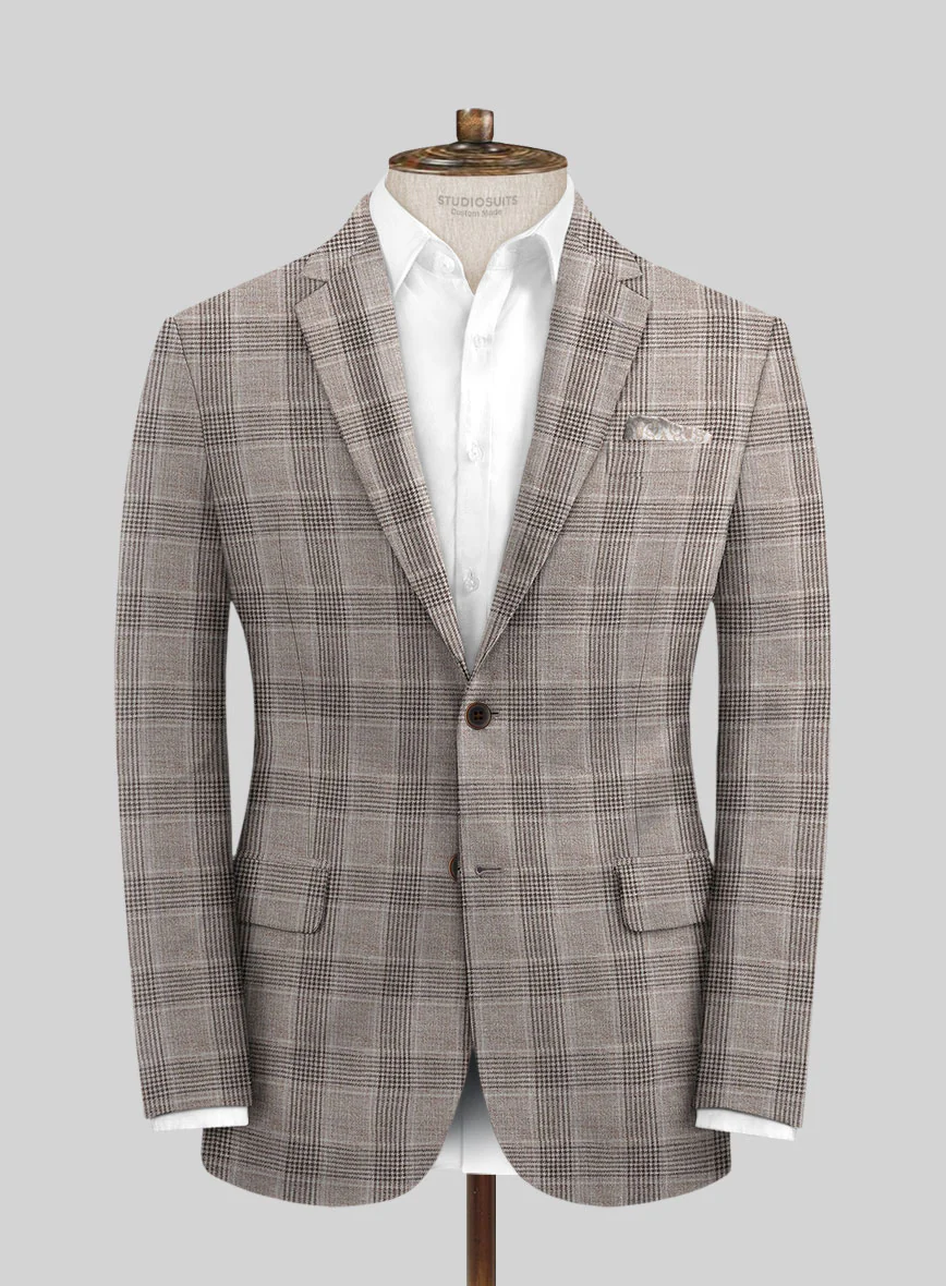 Solbiati Brown Checks Linen Suit - Image 3