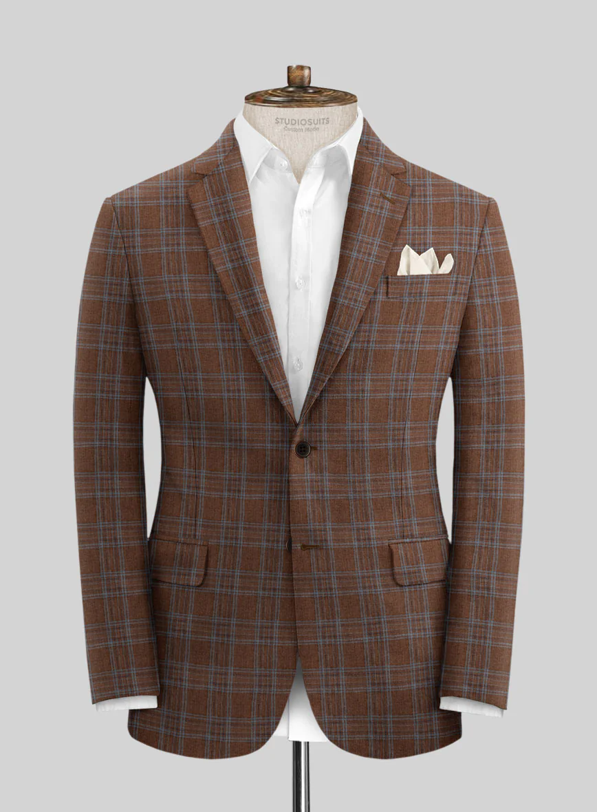Solbiati Brown Square Linen Suit - Image 3