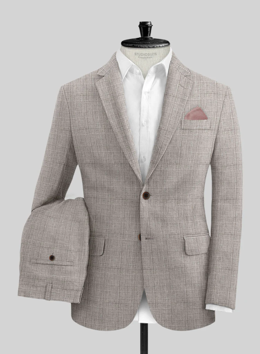Solbiati Carre Brown Glen Linen Suit - Image 2