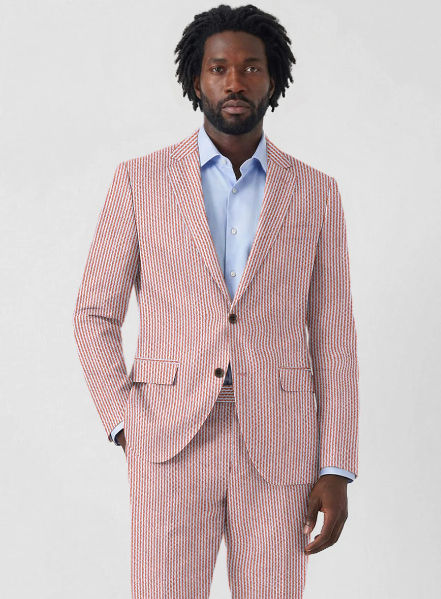 Solbiati Coral Red Seersucker Jacket - Image 2
