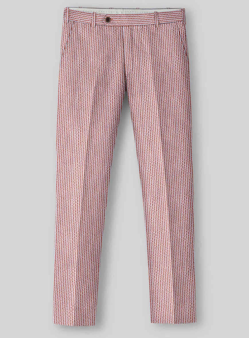 Solbiati Coral Red Seersucker Pants - Image 2