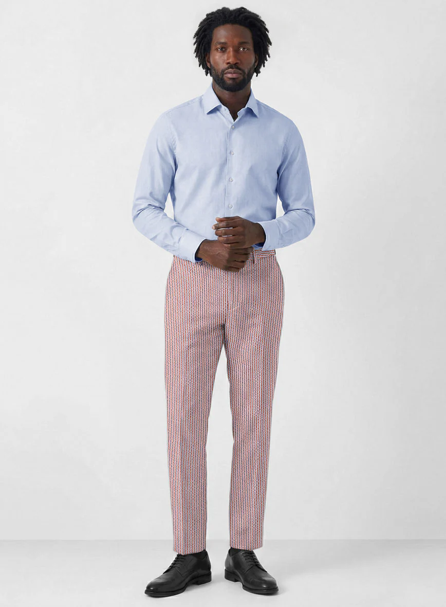 Solbiati Coral Red Seersucker Pants - Image 3