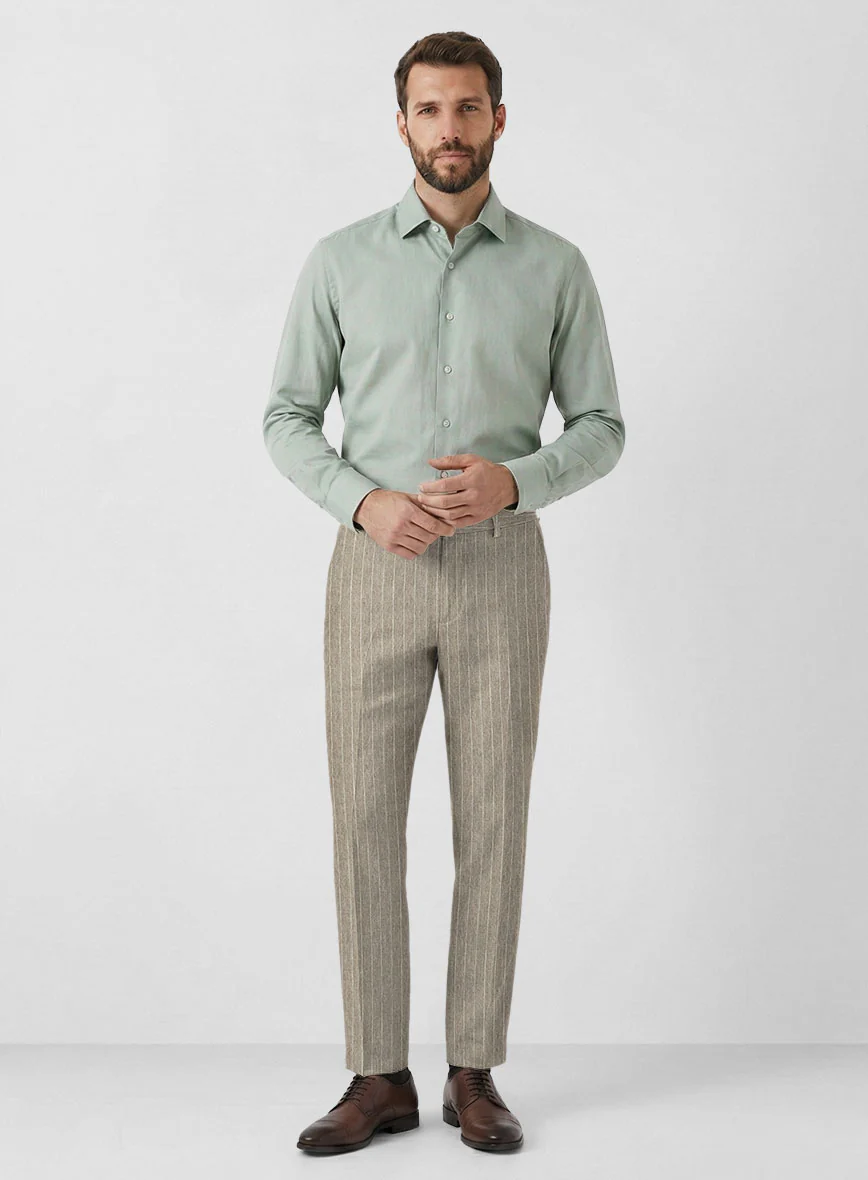 Solbiati Dark Beige Stripe Linen Pants - Image 3