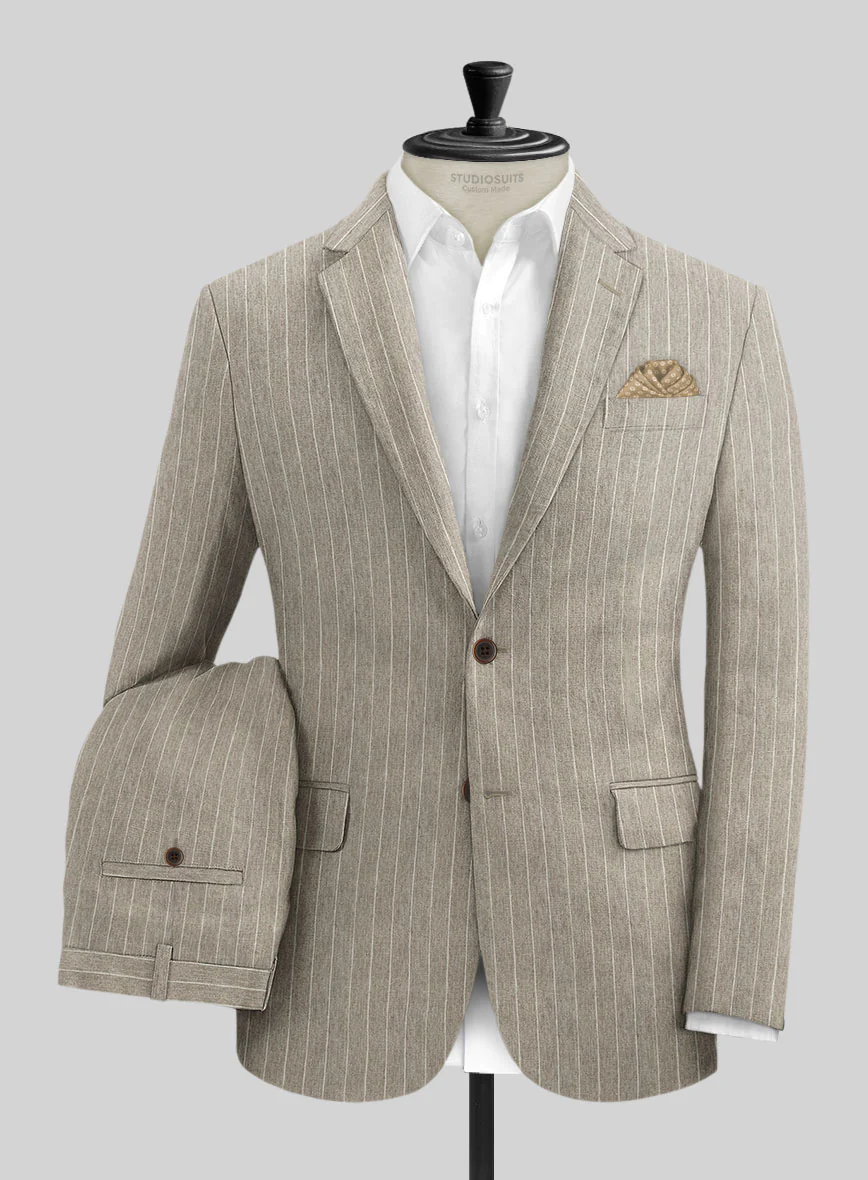 Solbiati Dark Beige Stripe Linen Suit - Image 2