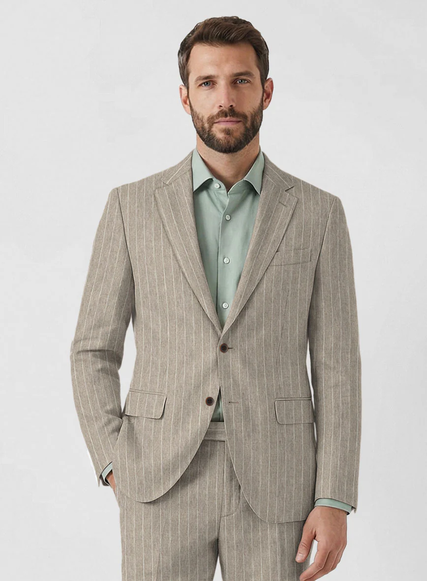 Solbiati Dark Beige Stripe Linen Suit - Image 3