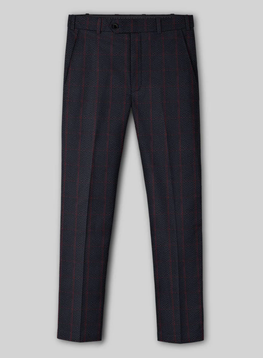 Solbiati Dark Blue Checks Seersucker Pants - Image 2
