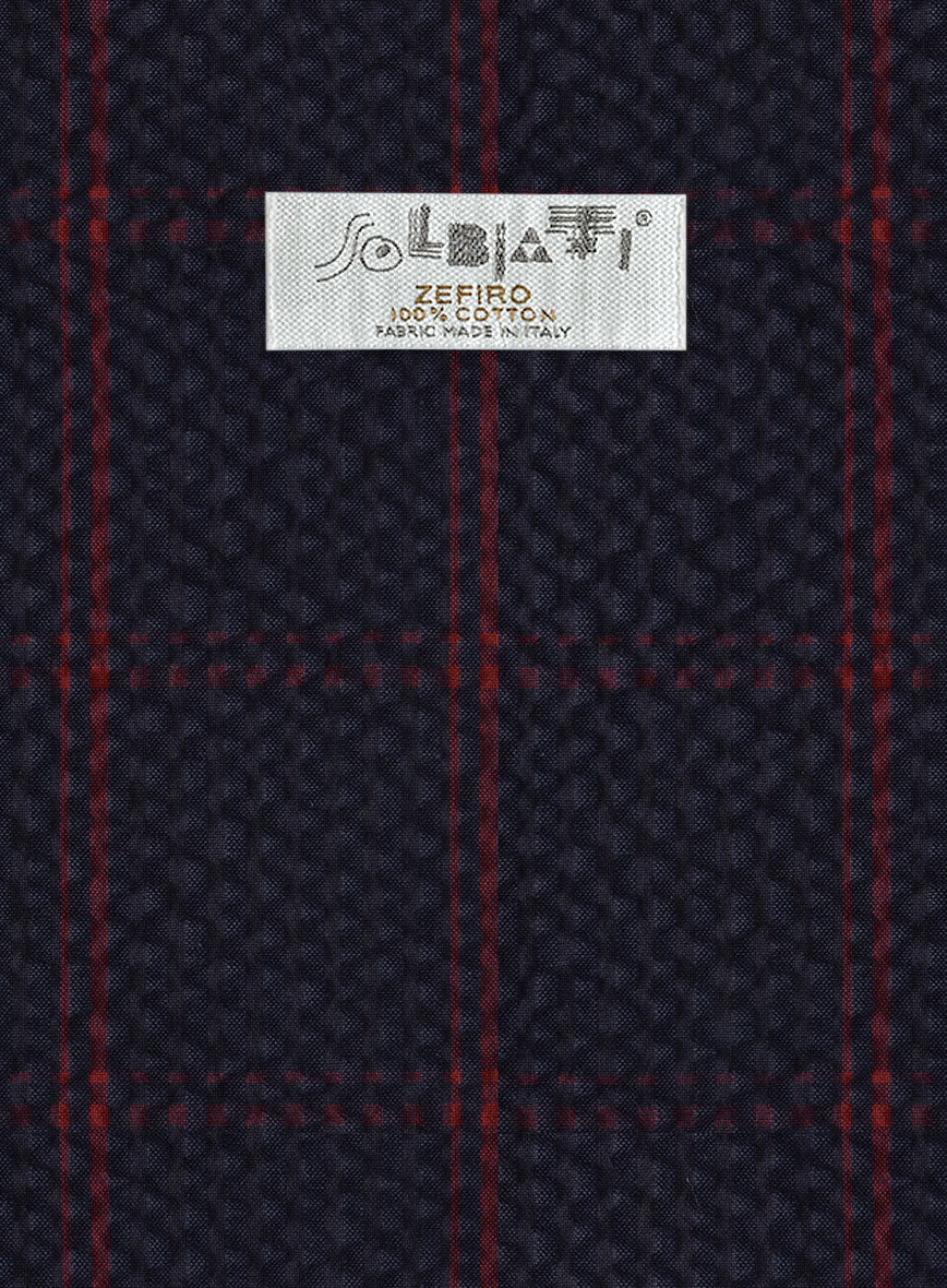 Solbiati Dark Blue Checks Seersucker Pants - Image 4