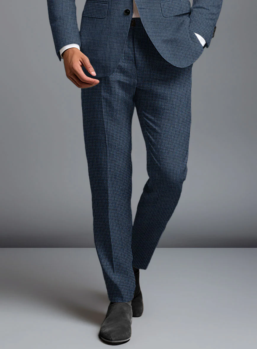 Solbiati Dark Blue Houndstooth Linen Pants - Image 2