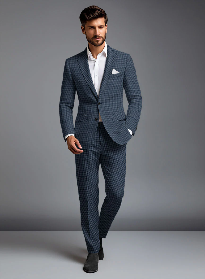 Solbiati Dark Blue Houndstooth Linen Suit - Image 2
