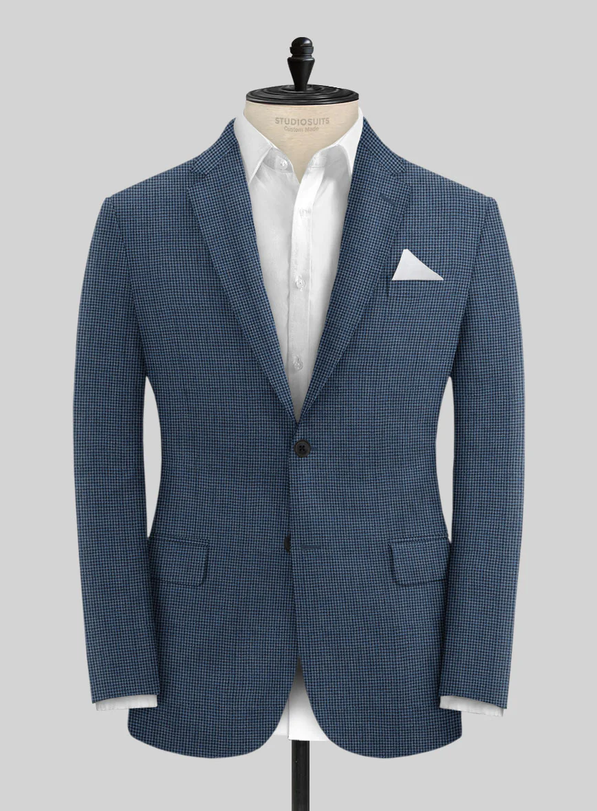 Solbiati Dark Blue Houndstooth Linen Suit - Image 3