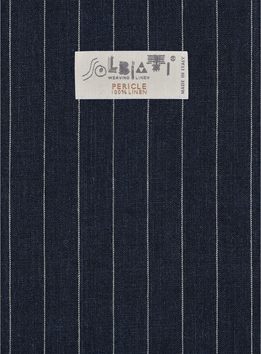 Solbiati Dark Blue Stripe Linen Pants - Image 3