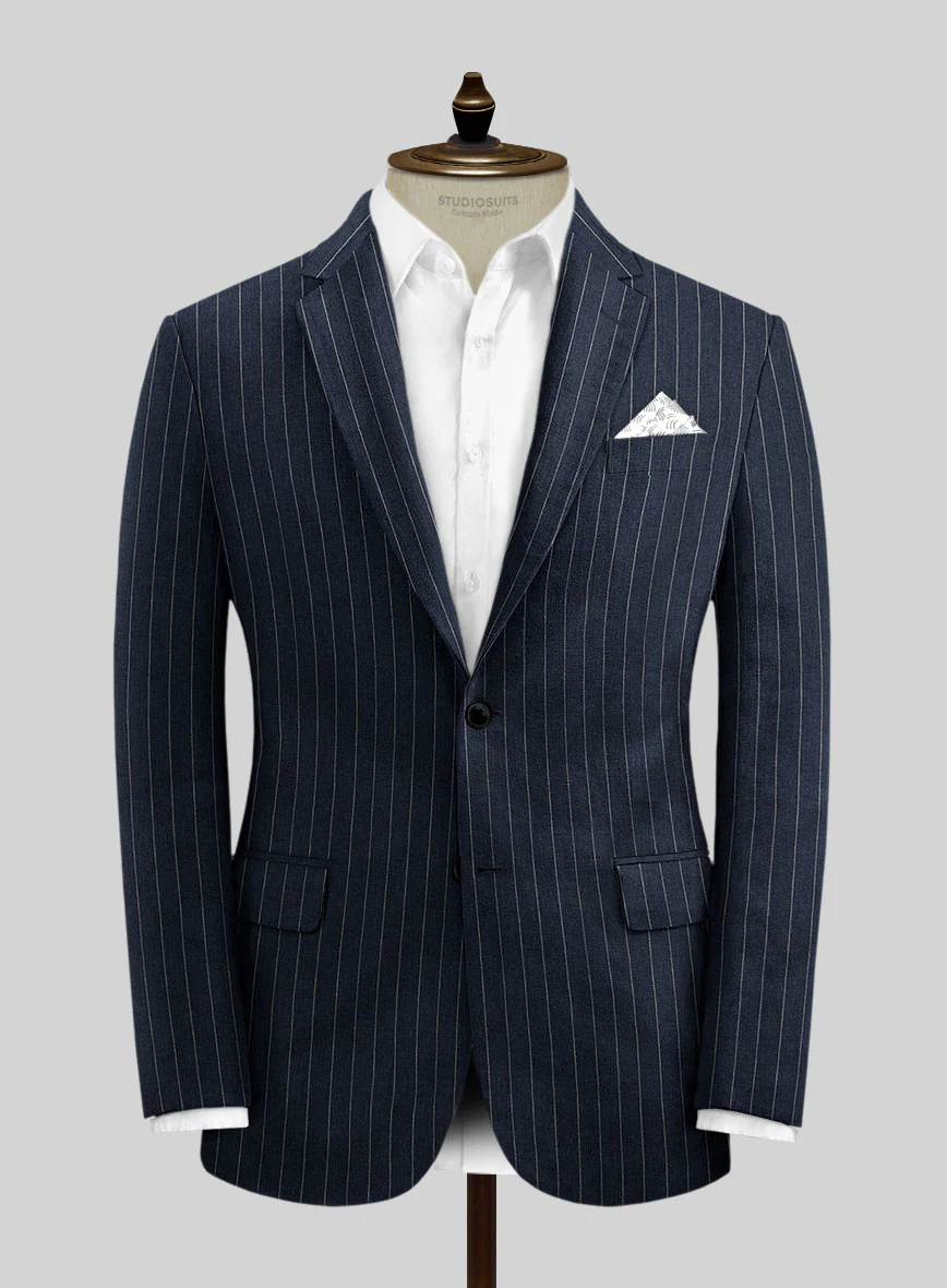Solbiati Dark Blue Stripe Linen Suit - Image 3