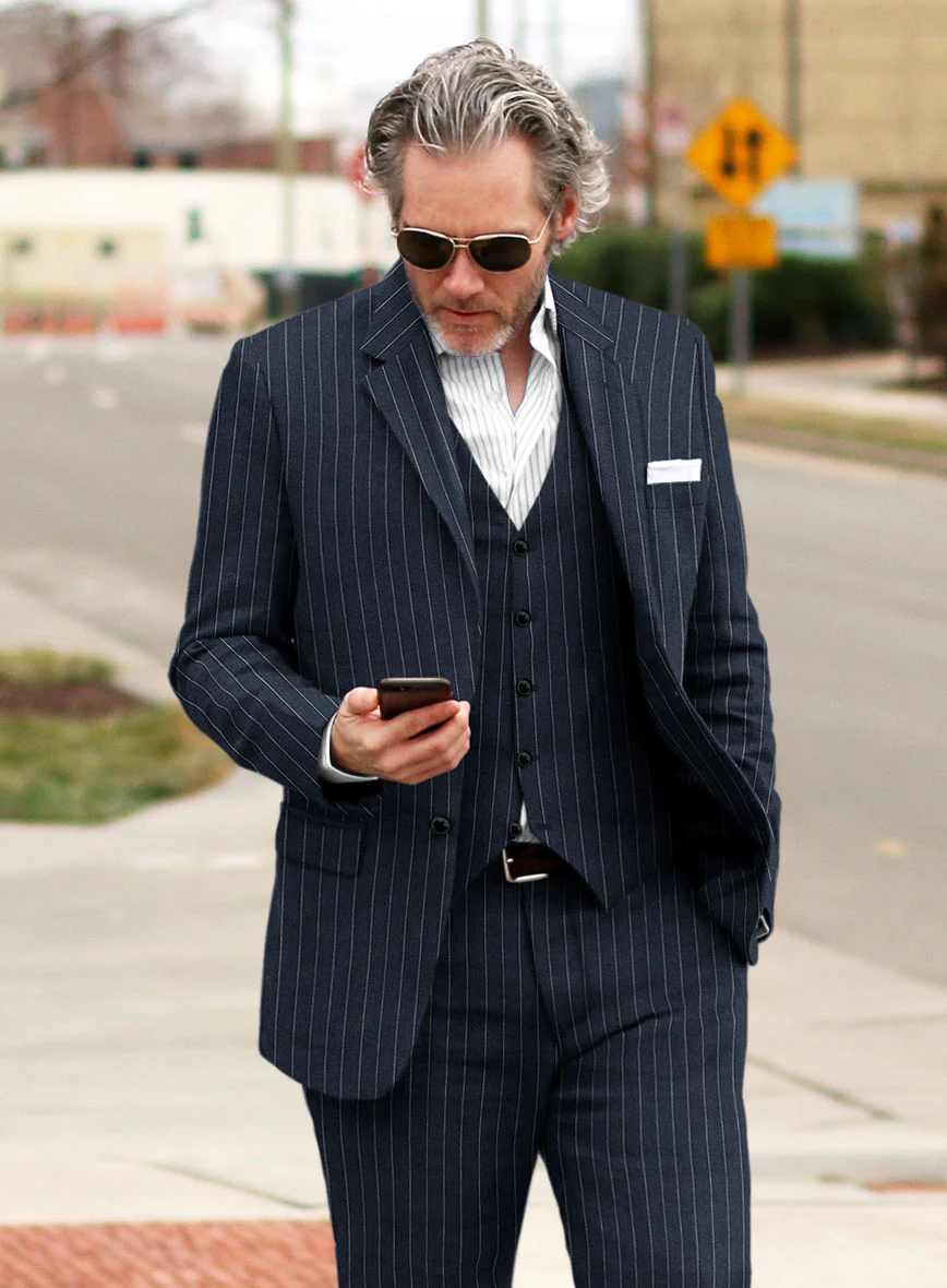 Solbiati Dark Blue Stripe Linen Suit - Image 4