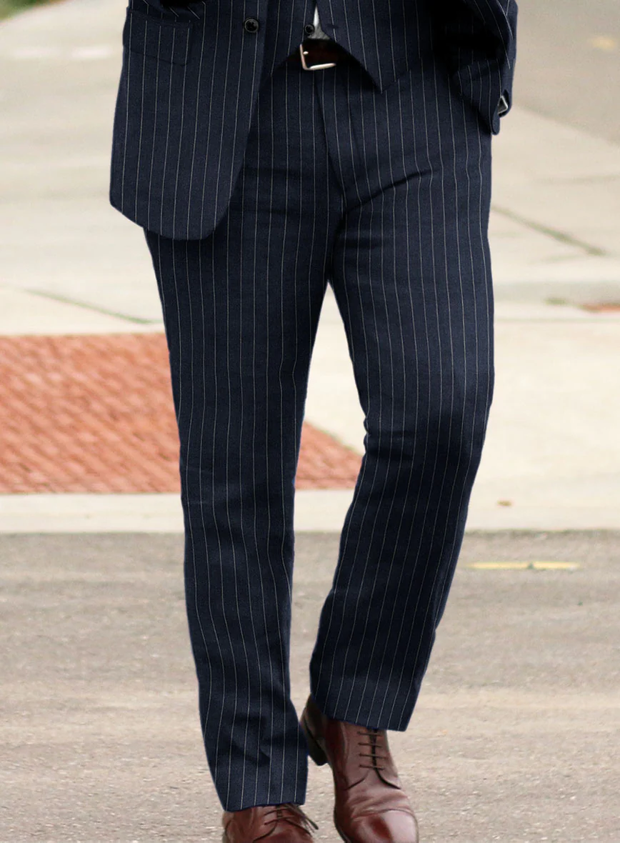 Solbiati Dark Blue Stripe Linen Suit - Image 5