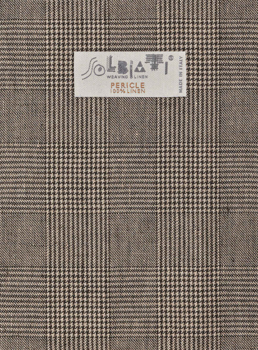 Solbiati Dark Brown Check Linen Jacket - Image 3