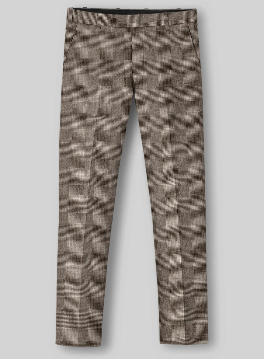 Solbiati Dark Brown Check Linen Pants - Image 2