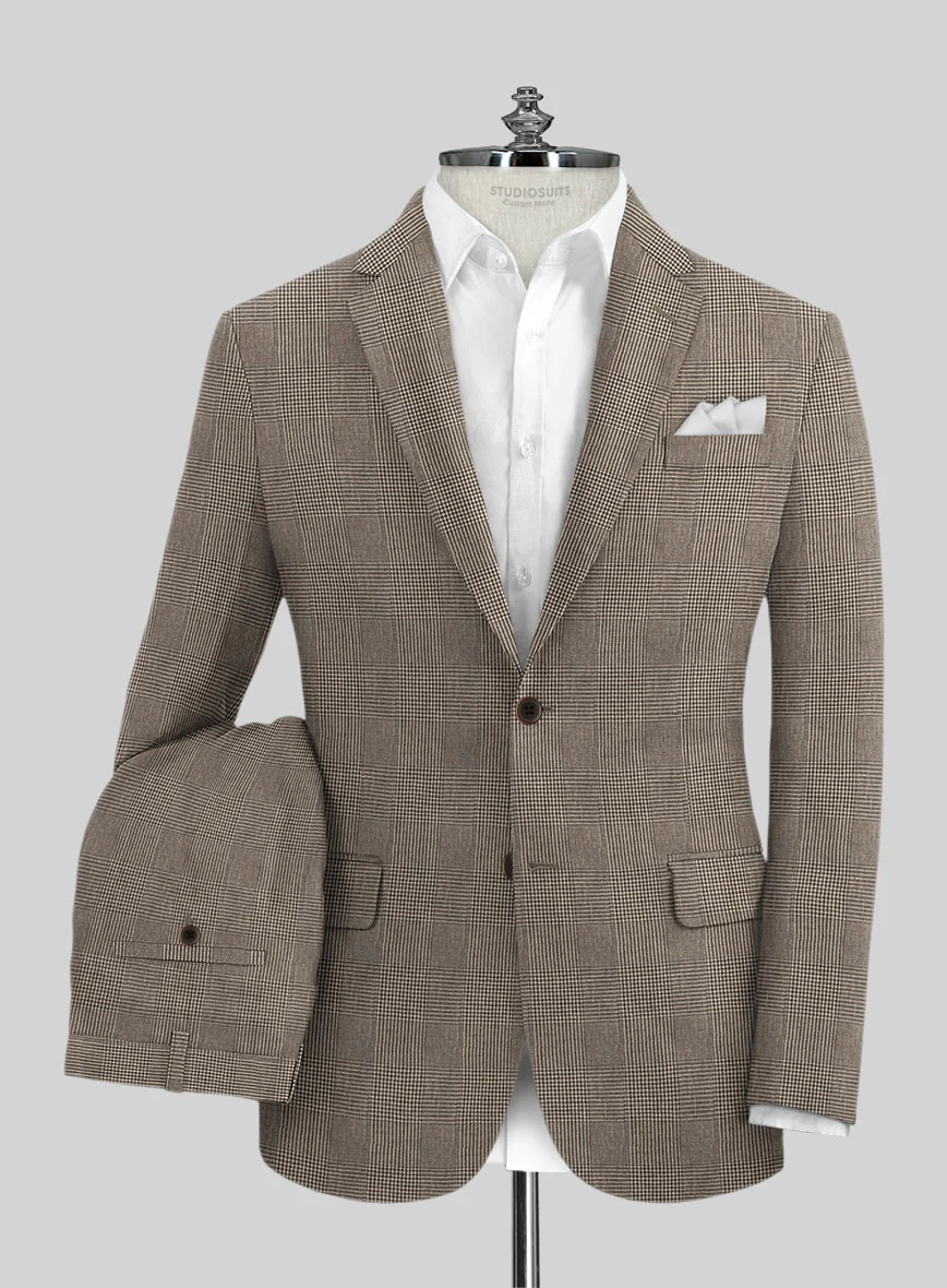Solbiati Dark Brown Check Linen Suit - Image 2