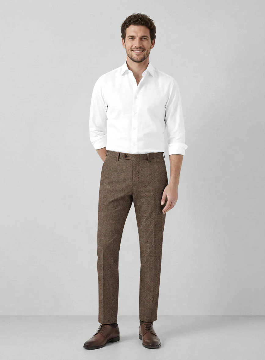 Solbiati Dark Brown Herringbone Linen Pants - Image 3