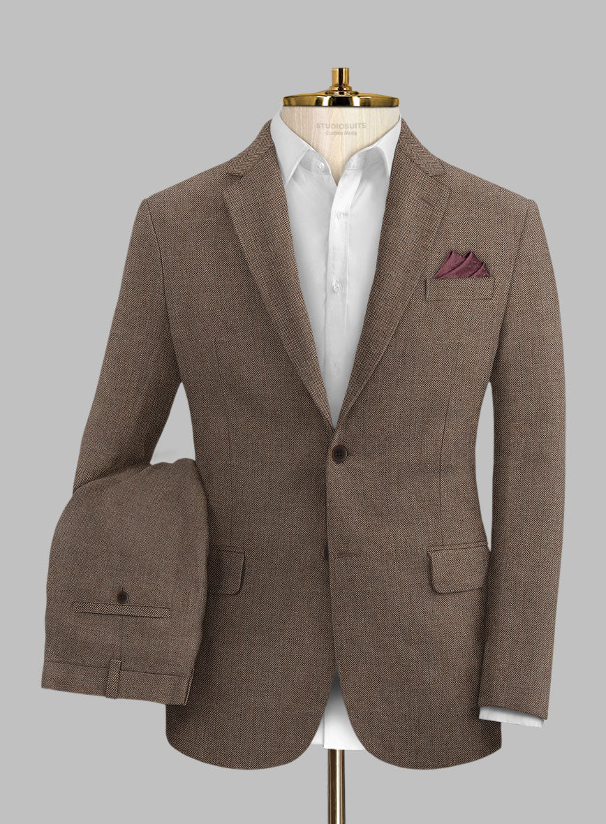 Solbiati Dark Brown Herringbone Linen Suit - Image 2