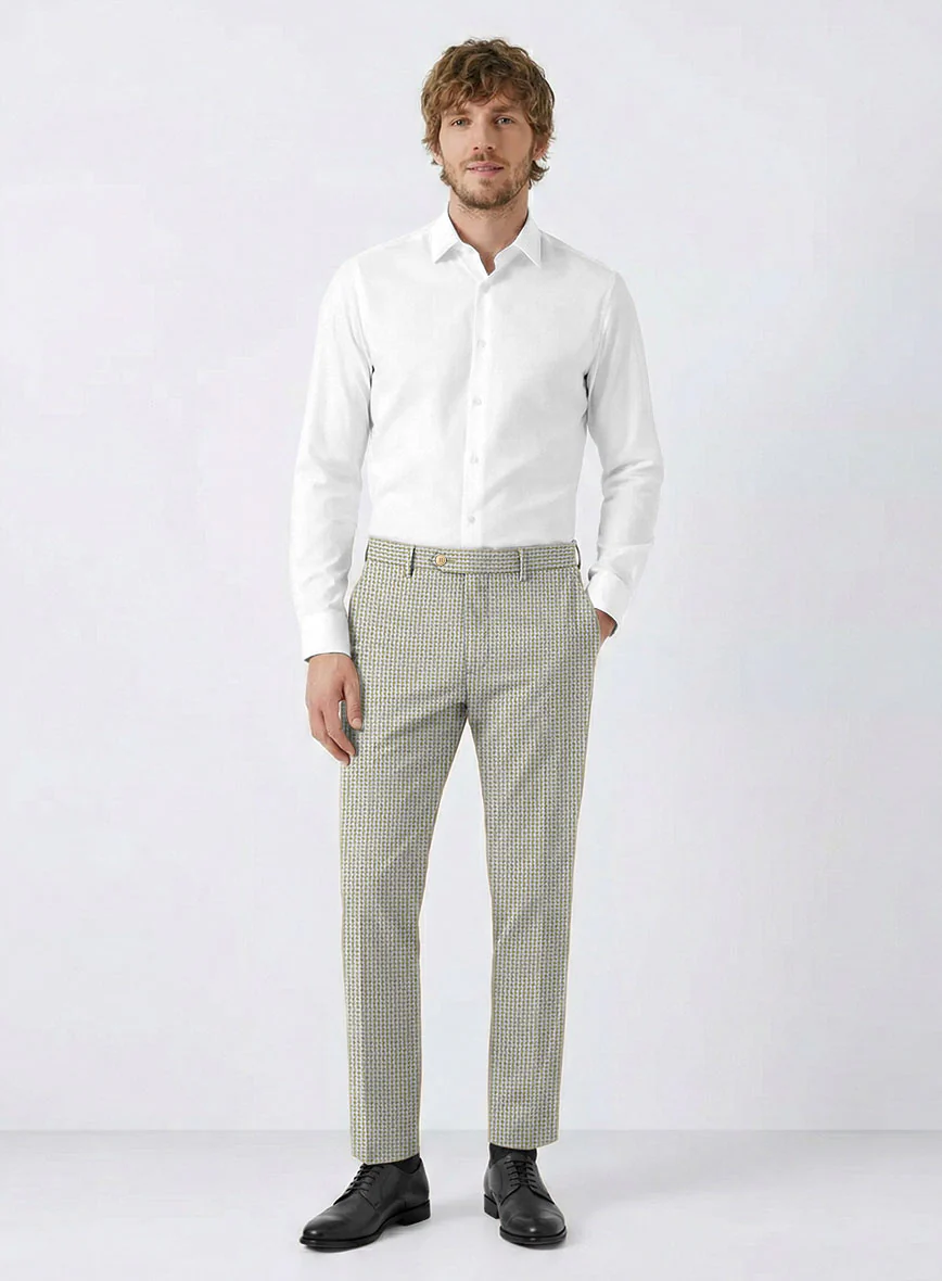 Solbiati Gingham Beige Seersucker Pants - Image 2