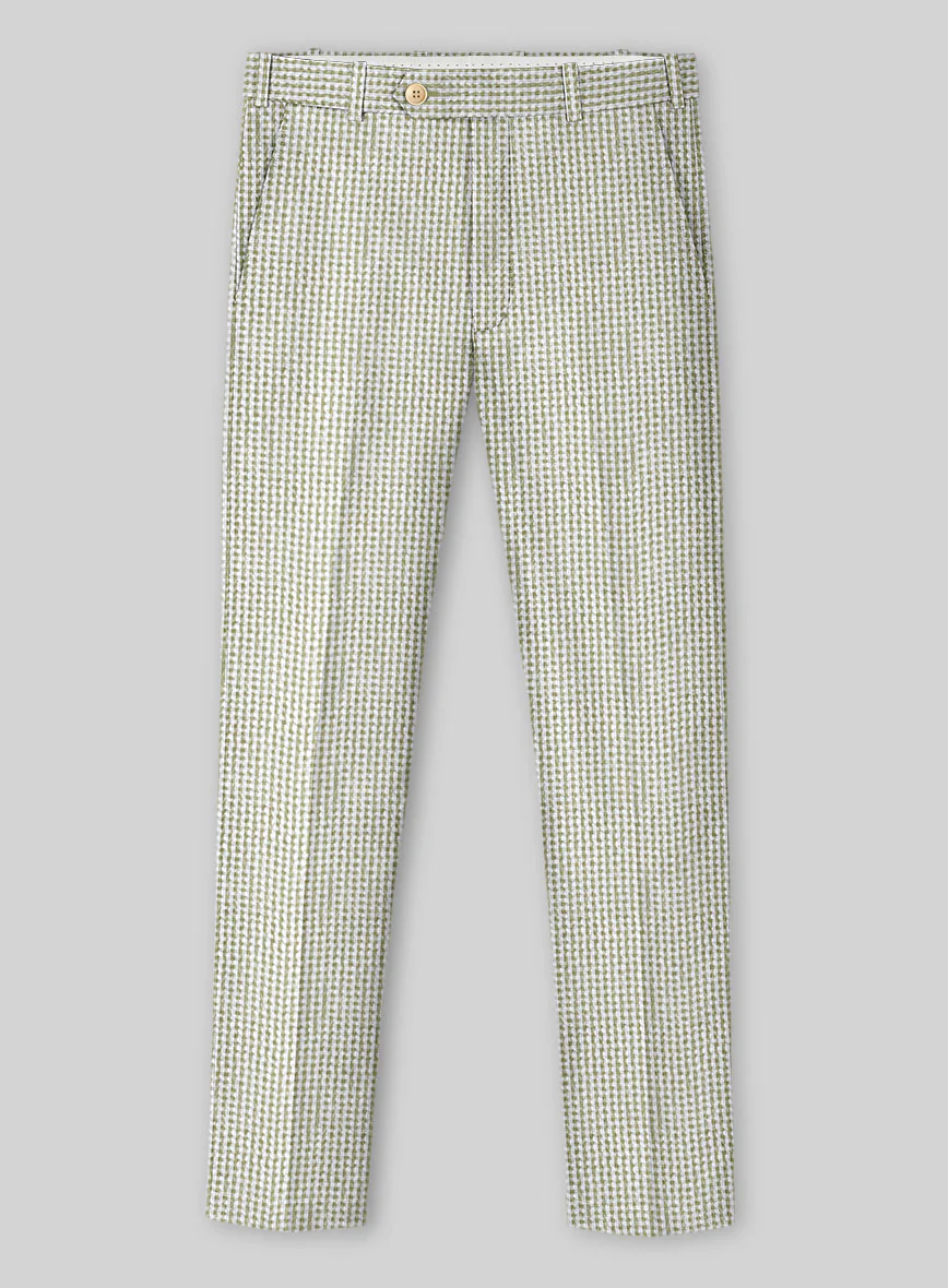 Solbiati Gingham Beige Seersucker Pants - Image 3