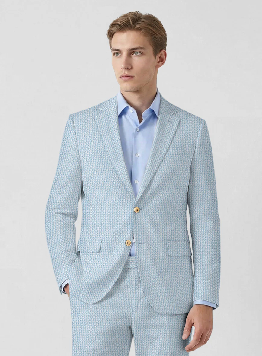 Solbiati Gingham Light Blue Seersucker Jacket - Image 2