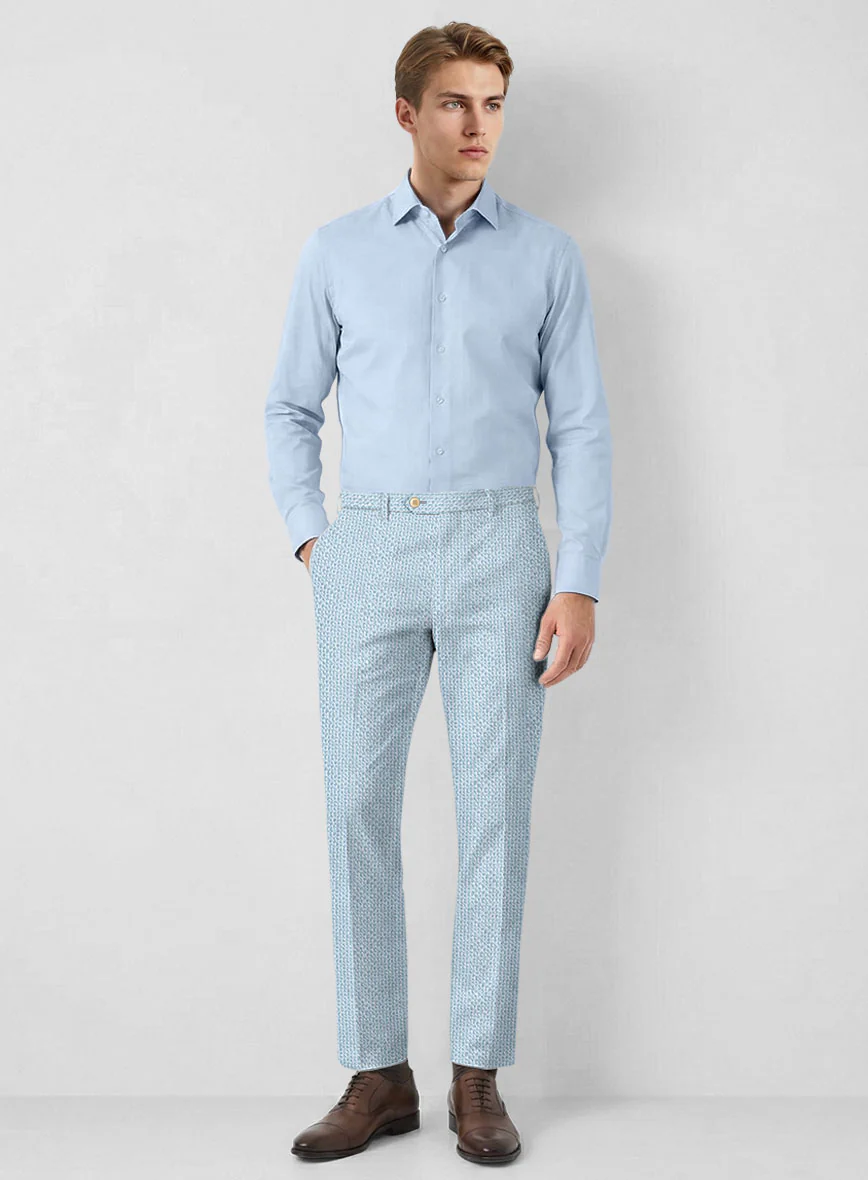 Solbiati Gingham Light Blue Seersucker Pants - Image 3