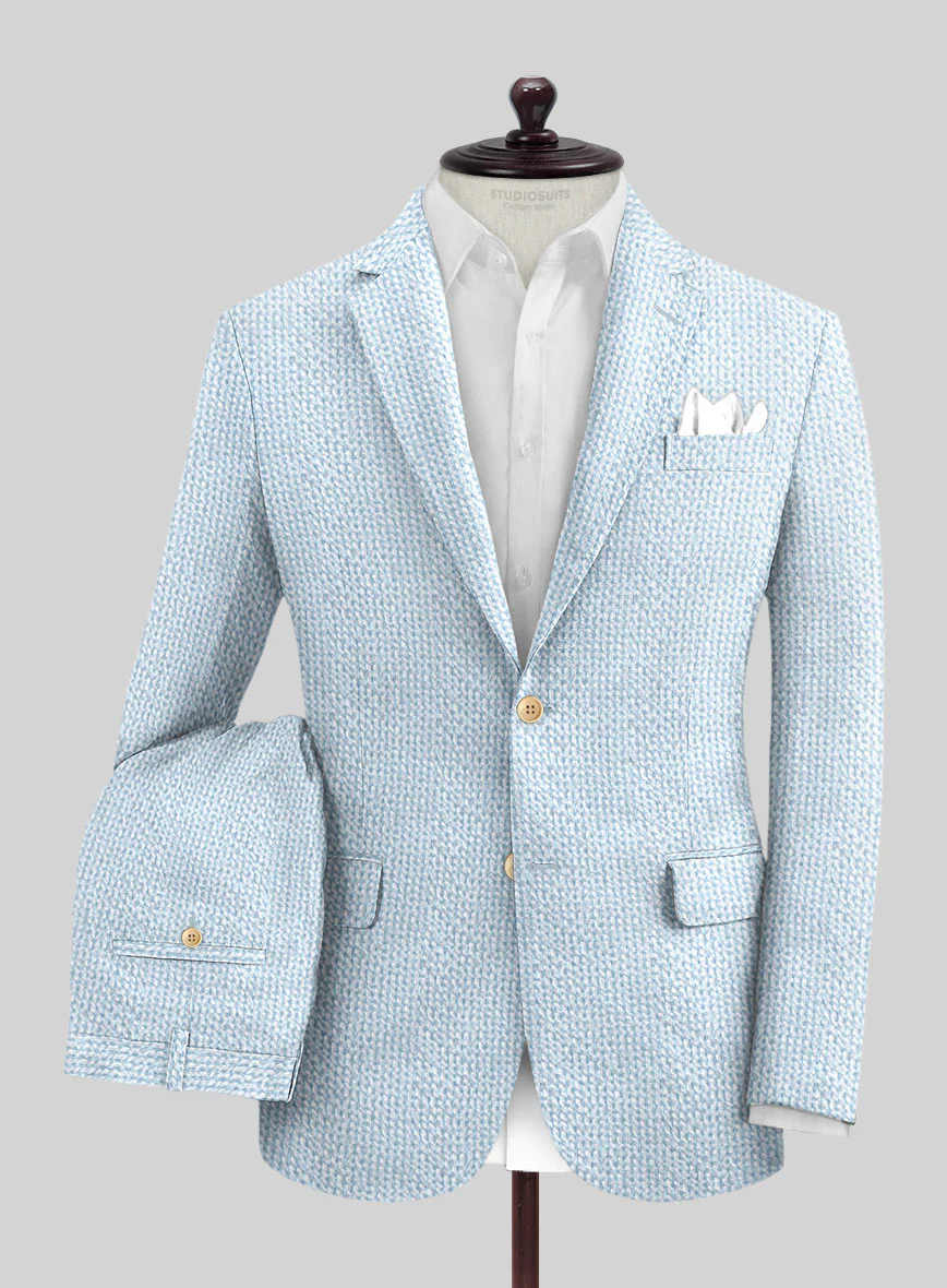 Solbiati Gingham Light Blue Seersucker Suit - Image 2