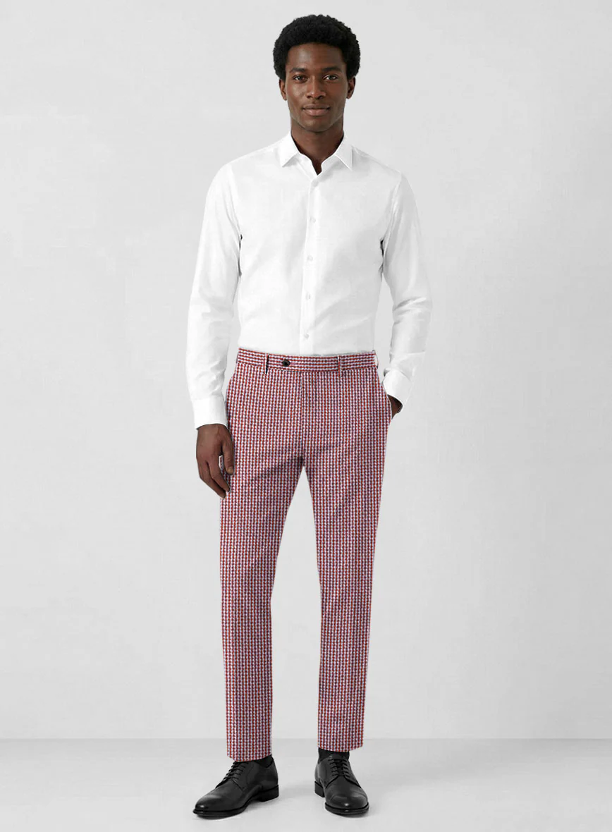 Solbiati Gingham Red Seersucker Pants - Image 3
