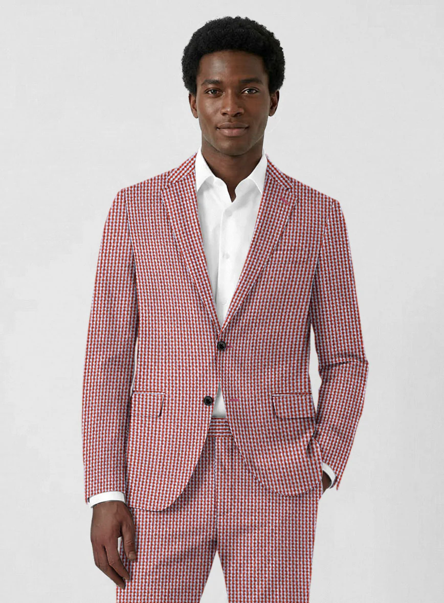 Solbiati Gingham Red Seersucker Suit - Image 3