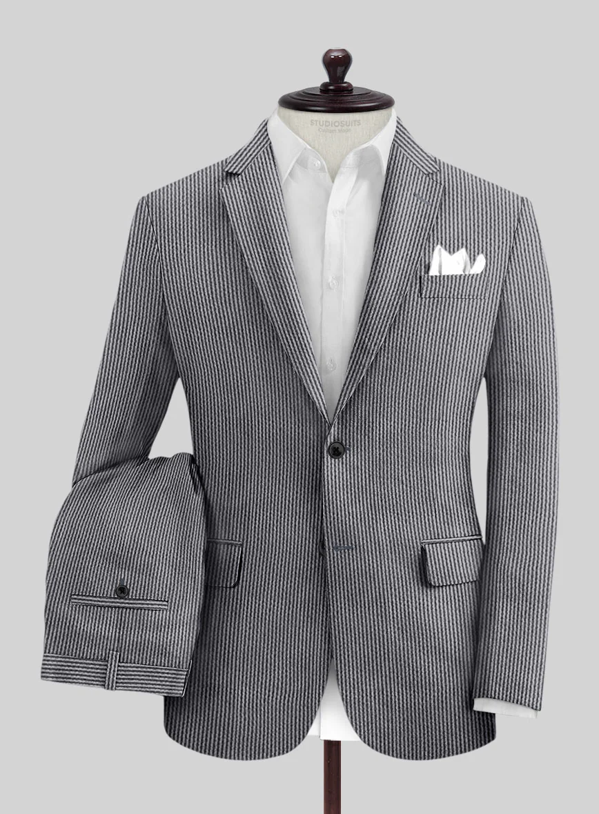 Solbiati Gray Blue Seersucker Suit - Image 2