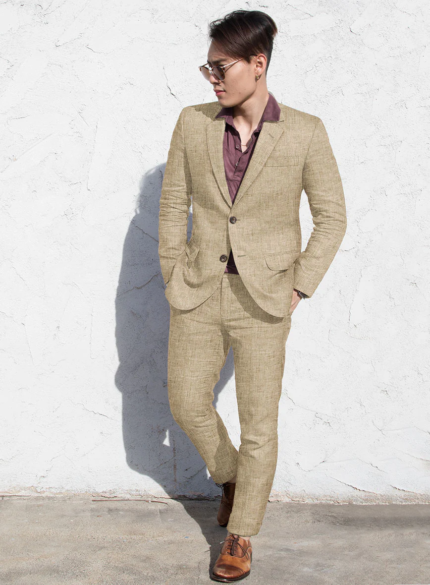 Solbiati Herringbone Beige Linen Suit - Image 2