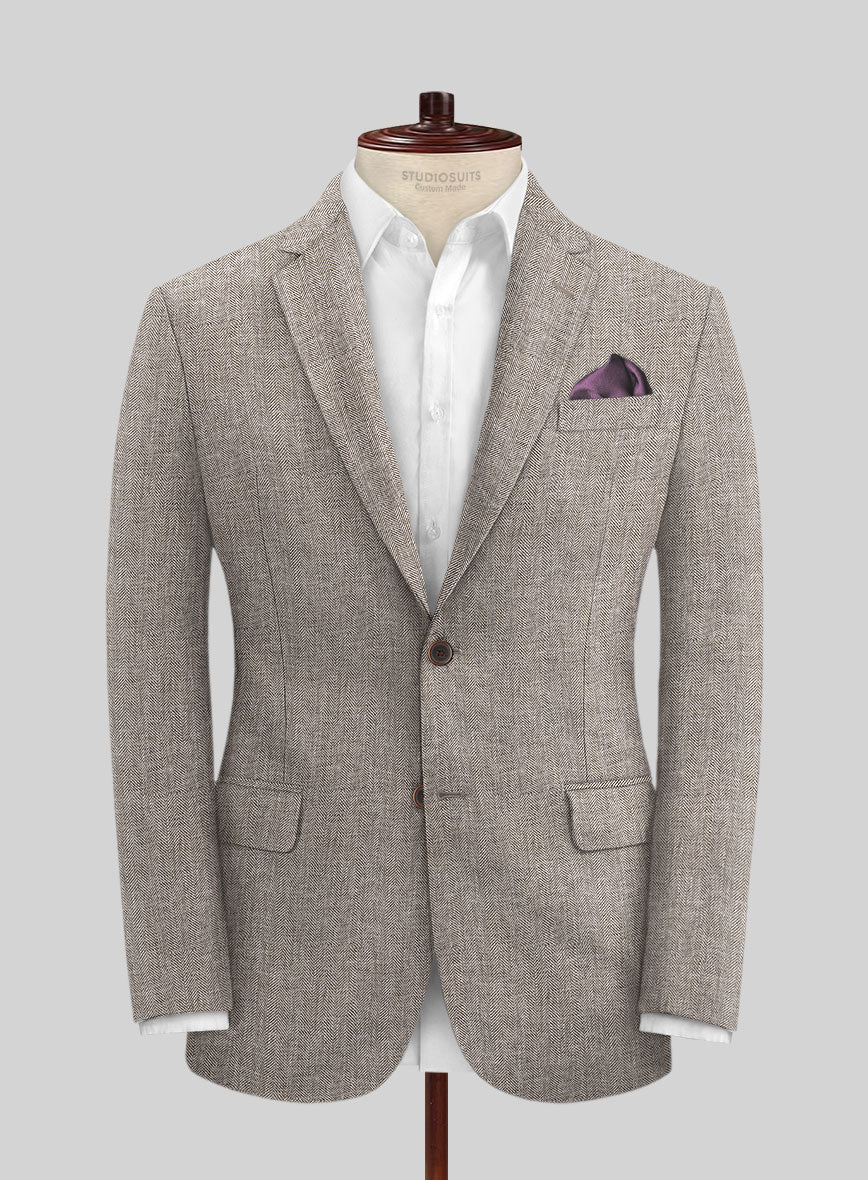 Solbiati Herringbone Brown Linen Suit - Image 3