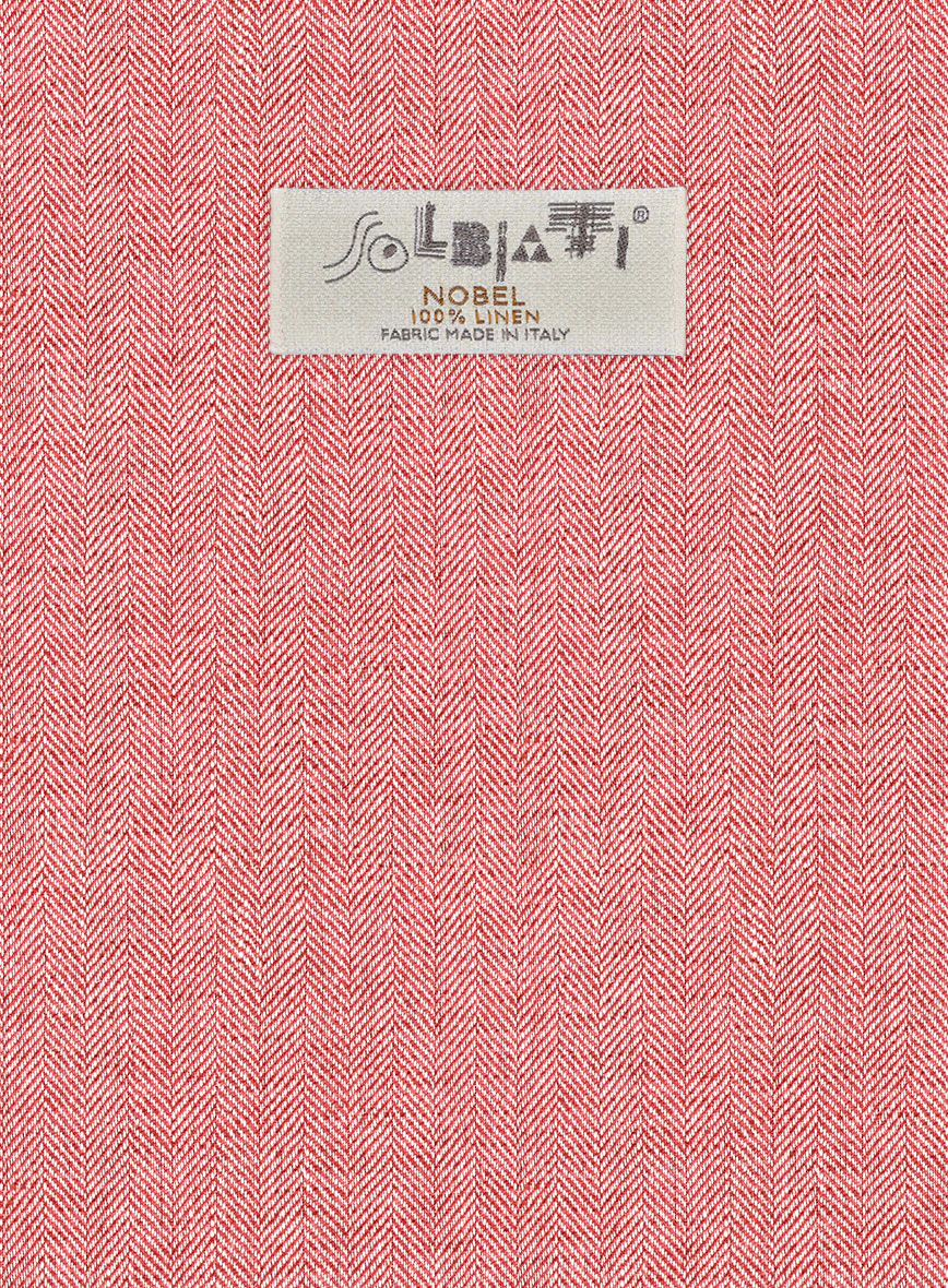 Solbiati Herringbone Coral Red Linen Jacket - Image 2