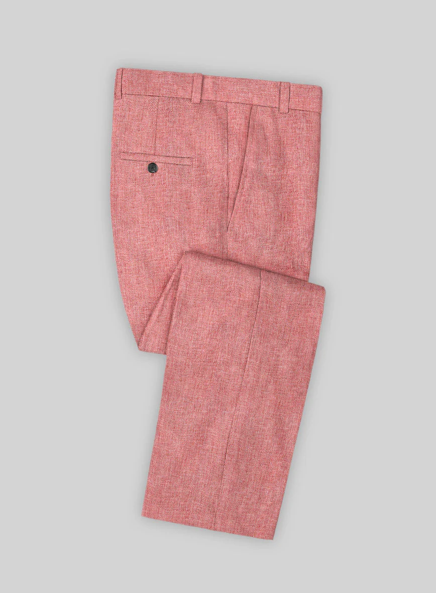 Solbiati Herringbone Coral Red Linen Suit - Image 5