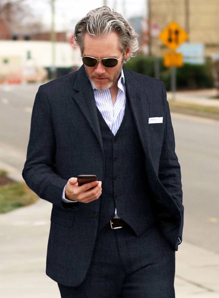 Solbiati Herringbone Indigo Linen Jacket - Image 2