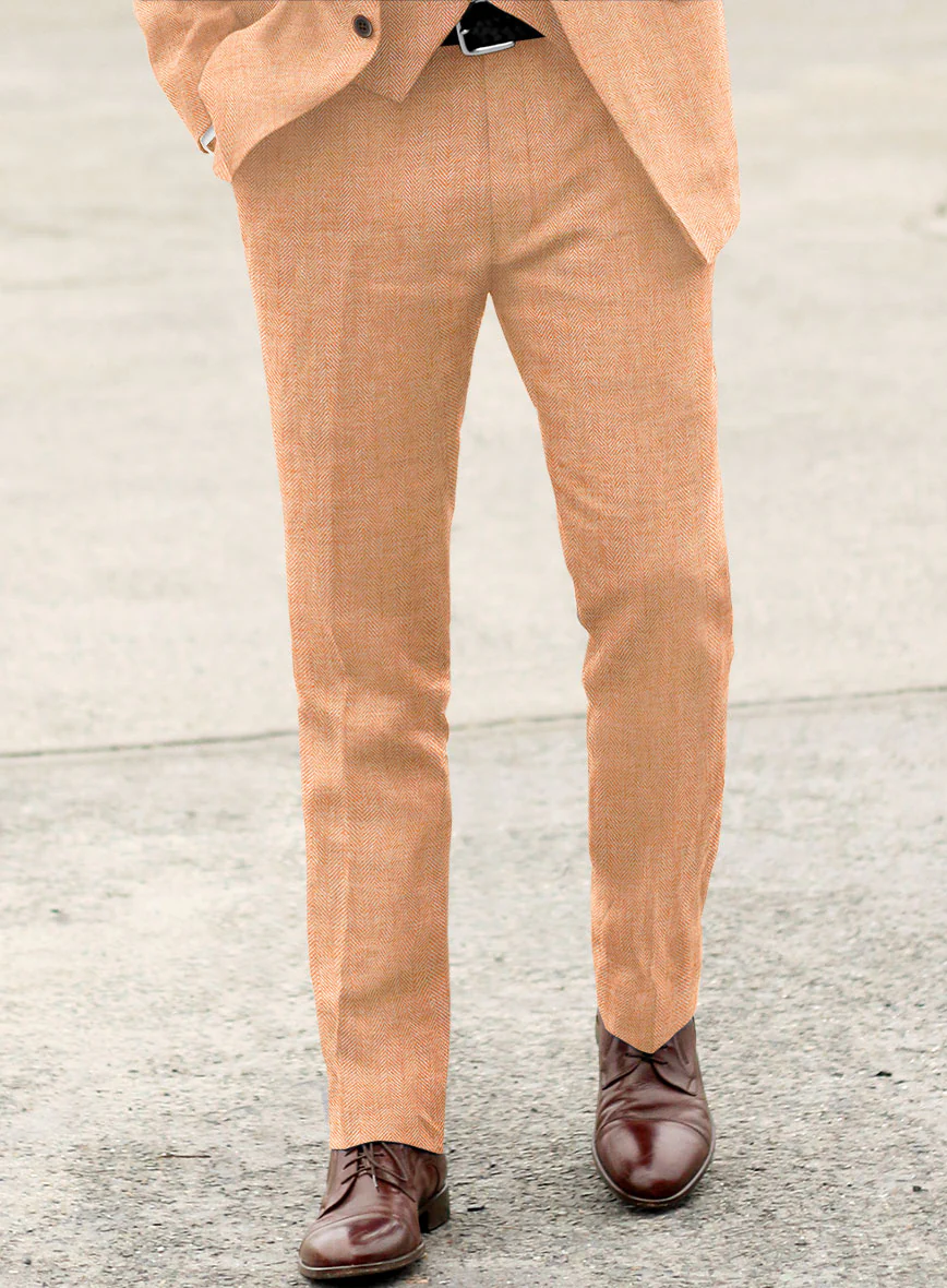 Solbiati Herringbone Orange Linen Pants - Image 2