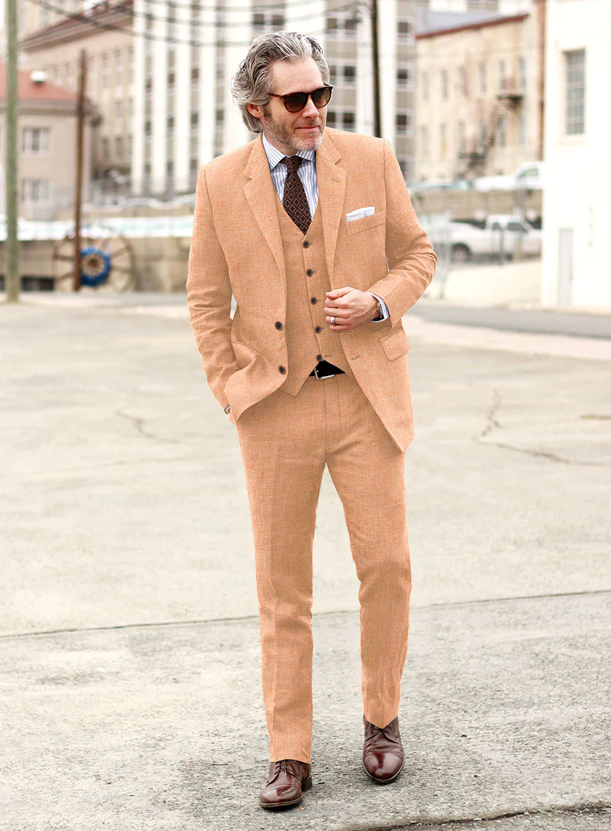 Solbiati Herringbone Orange Linen Suit - Image 2