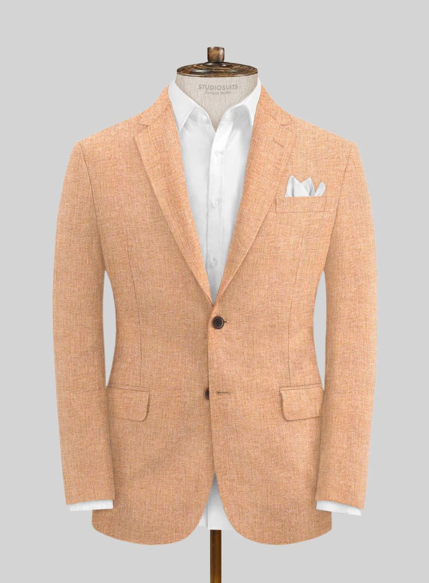 Solbiati Herringbone Orange Linen Suit - Image 3