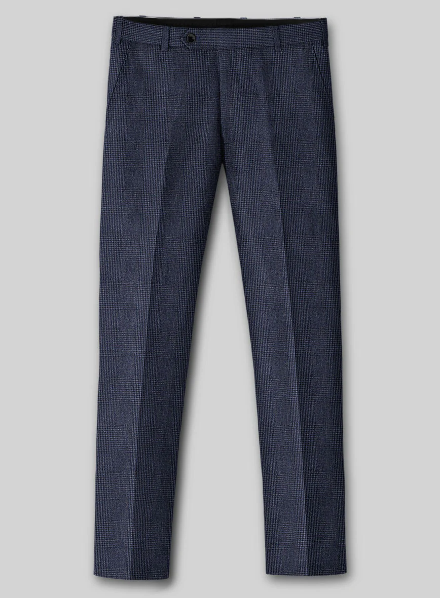 Solbiati Indigo Blue Check Linen Pants - Image 2