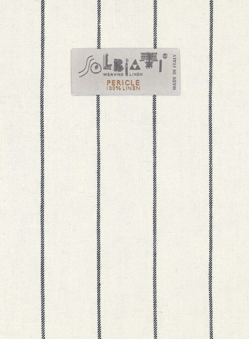Solbiati Ivory Wide Stripe Linen Pants - Image 4