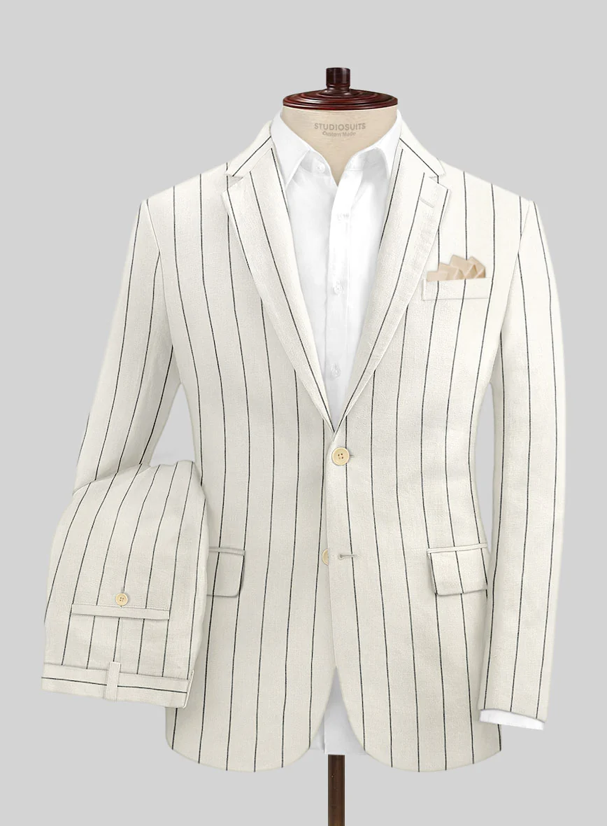 Solbiati Ivory Wide Stripe Linen Suit - Image 2