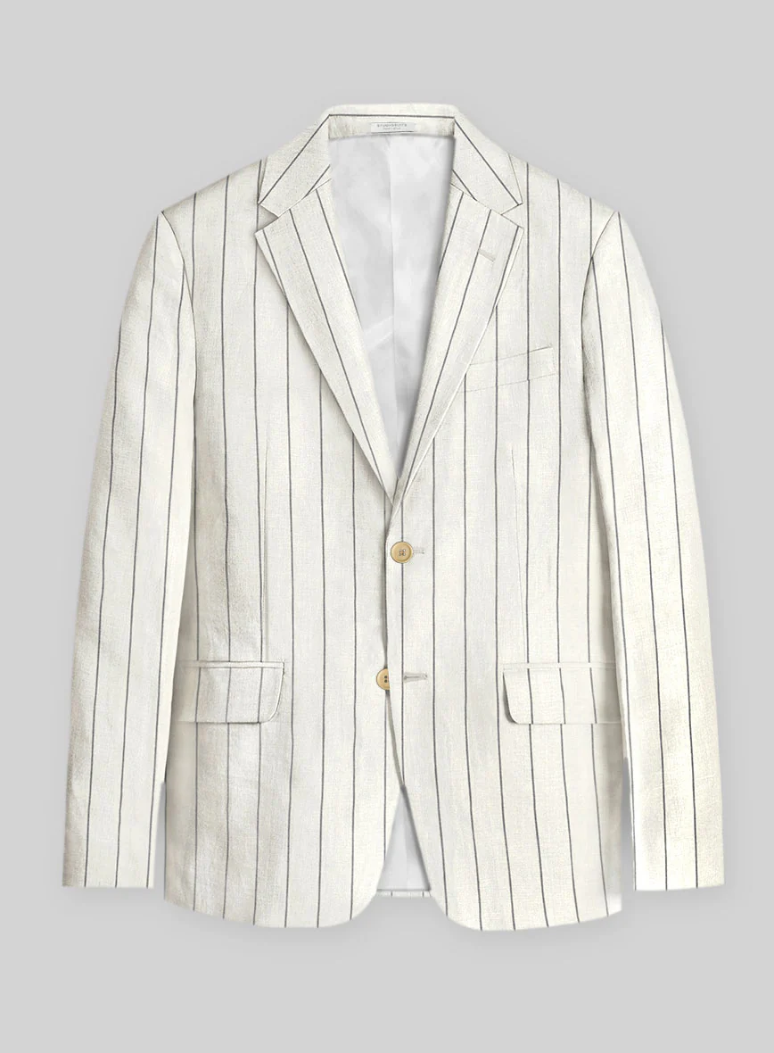 Solbiati Ivory Wide Stripe Linen Suit - Image 3