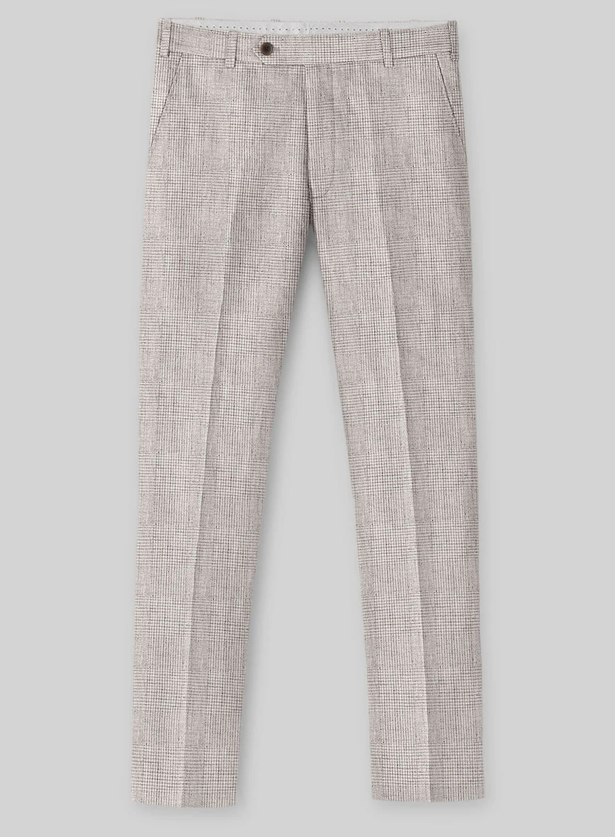 Solbiati Light Beige Check Linen Pants - Image 2