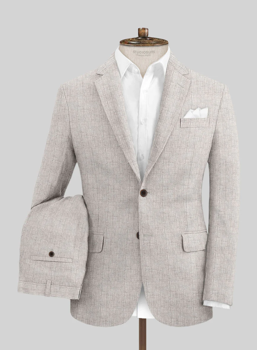 Solbiati Light Beige Check Linen Suit - Image 2