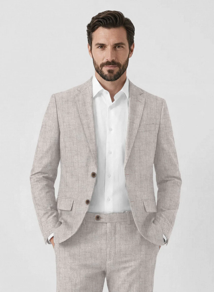 Solbiati Light Beige Check Linen Suit - Image 3